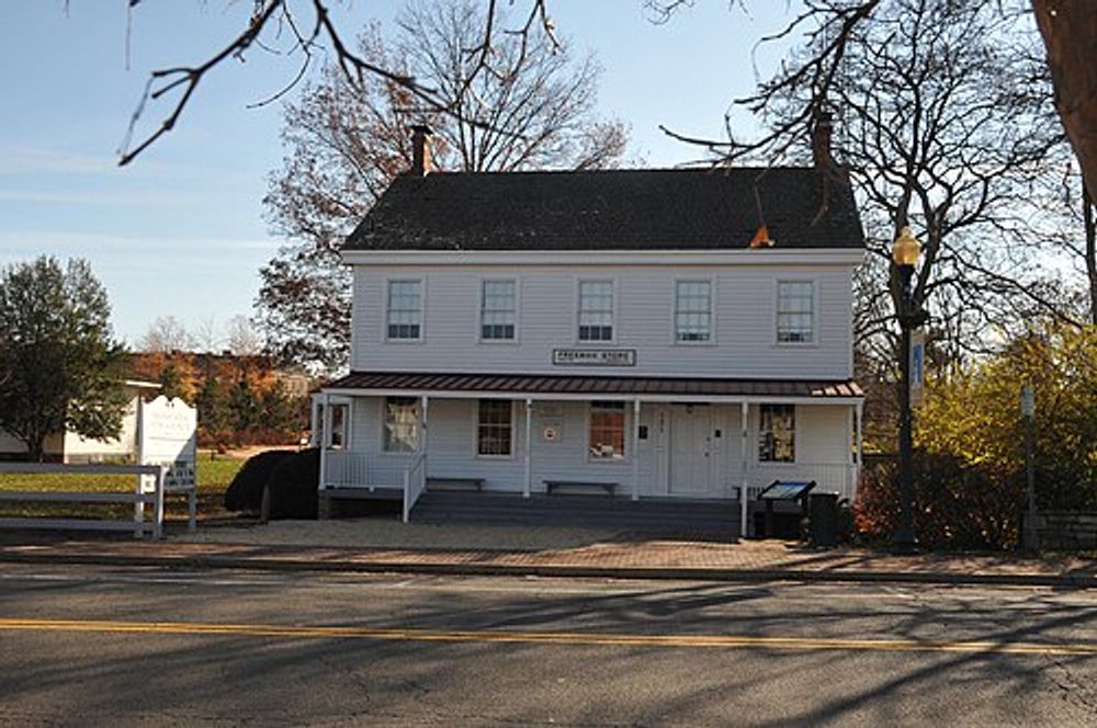 The white clapboard Freeman Store on Church Street