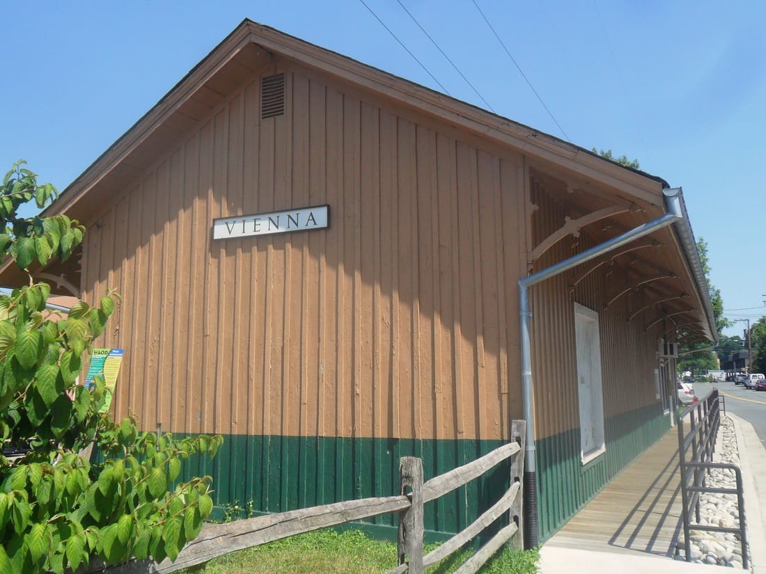 The old Vienna railroad station with its name board