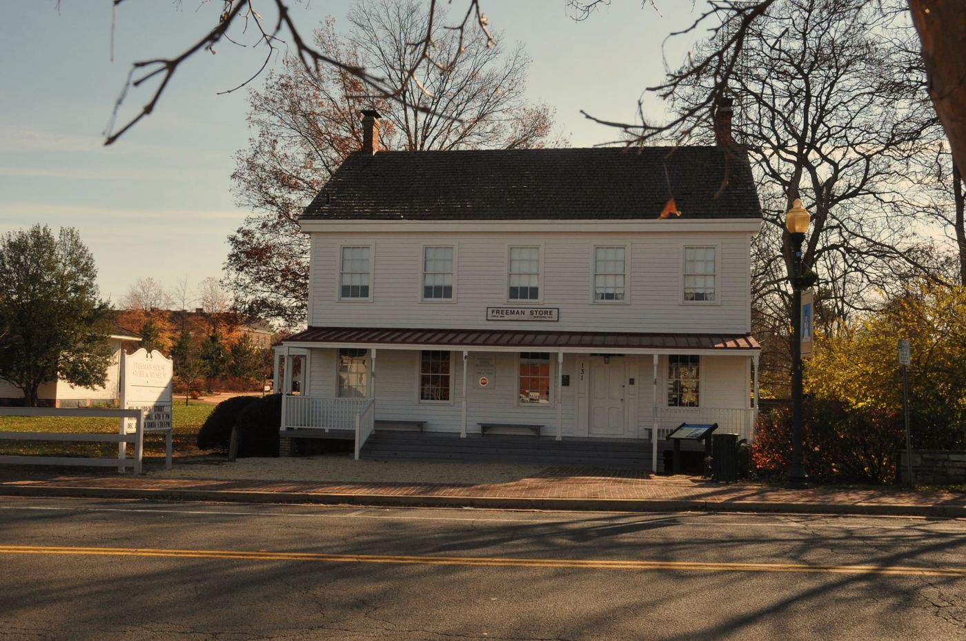 The white clapboard Freeman Store on Church Street