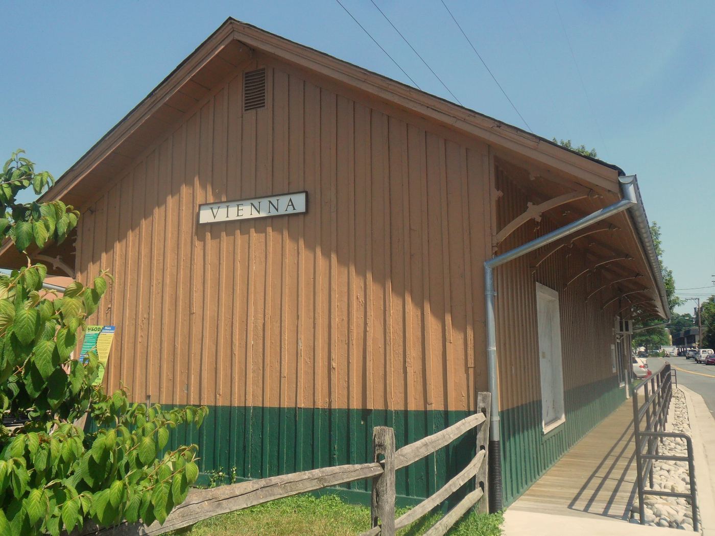 The old Vienna railroad depot with its VIENNA sign, by the W&OD Trail